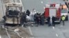 Фотографија од изгорениот автобус на автопатот Струма во Бугарија
