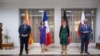 Potpredsednik Vlade Severne Makedonije Bojan Maričik, Lorens Bun, Ana Lirman i Šimon Šinkovski vel Šenk, francuski, nemački i poljski ministi zaduženi za EU u Skoplju, 17. jul. 2023. 