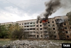 Последствия обстрела оккупированного города Новая Каховка Херсонской области, сентябрь 2023 года