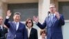 Сі Цзіньпін та президент Сербії Александр Вучич під час виступу в Палаці Сербії 8 травня під час дводенного візиту китайського лідера до Белграда.