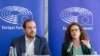 Jeroen Lenaers és Sophie in ’t Veld jelentéstevő a budapesti sajtókonferencián 2023. február 23-án