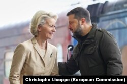 Урсула фон дер Ляєн і Володимир Зеленський. Київ, Україна. 24 лютого 2024 року