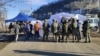 Nagorno-Karabakh - A group of Azerbaijanis block the road connecting Karabakh to Armenia, December 12, 2022.