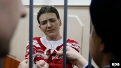 Українська льотчиця, депутат Верховної Ради України Надія Савченко під час засідання суду. Москва, 4 березня 2015 року
