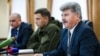 Заступник голови невизнаної «Ради міністрів» угруповання «ДНР» Олександр Караман, ватажок бойовиків Олександр Захарченко та «міністр охорони здоров’я» угруповання «ДНР» Віктор Кучковий (справа наліво) 