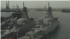Russiýanyň Kaspiý flotiliýasynyň gämileri türgenleşik döwründe, 2021-nji ýylyň apreli.