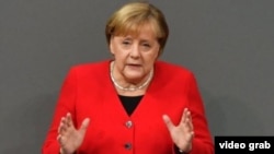 Cancelara Germaniei, Angela Merkel (foto arhivă) care s-a autoizolat duminică, 22 martie, după ce s-a constatat că doctorul cu care fusese în contact recent era contaminat cu noul coronavirus.