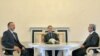 Russia - Three presidents, Dmitry Medvedev of Russia, Serzh Sarkisian of Armenia, and Ilham Aliyev of Azerbaijan, meet in Sankt Petersburg, on the sidelines of the annual economic forum, 17Jun2010