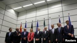 Ավստրիա - Իրանի միջուկային ծրագրի հարցով բանակցությունների մասնակիցները համաձայնագրի ստորագրումից հետո, Վիեննա, 14-ը հուլիսի, 2015թ․