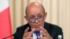RUSSIA -- French Foreign Minister Jean-Yves Le Drian gestures as he speaks after a meeting of the Russian-French Security Cooperation Council in Moscow, September 9, 2019