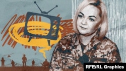 Телеведуча ТРК «Бриз» МО України в Севастополі Олена Солонина. Колаж
