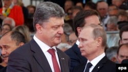 Петро Порошенко та Володимир Путін, червень 2014 року