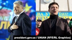 Петр Порошенко (слева) и Владимир Зеленский (справа)