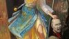 Картина харківського художника Іллі Паньока, на якій зображена Надія Савченко і Володимир Путін, під час акції на підтримку української льотчиці, Харків, 6 березня 2016 року
