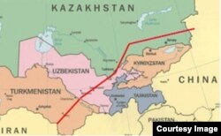 Merkezi Aziýa - Hytaý gaz geçirijisiniň kartasy