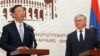 Amenia -- Chinese Foreign Minister Yang Jiechi (L) at a joint news conference with his Armenian counterpart Edward Nalbandian,17Feb2011.