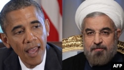 ABŞ-nyň prezidenti Barak Obama (çepde) we Eýranyň prezidenti Hassan Rohani