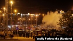 Массовые протесты в Минске после оглашения предварительных результатов выборов президента Беларуси 
