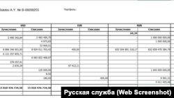 Предполагаемая выписка по счёту Болотова
