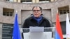 Armenia - Liliane Maury Pasquier, president of the Council of Europe's Parliamentary Assembly, speaks at the inauguration of Europe Square in Yerevan, March 28, 2019.