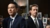 CEO-ul Meta, Mark Zuckerberg (în dreapta) a fost nevoit să-și ceară scuze de la familiile victimelor hărțuirii online, în timp ce șeful TikTok, Shou Zi Chew, a fost întrebat dacă are legături cu Partidul Comunist Chinez, ceea ce el a negat repetat.