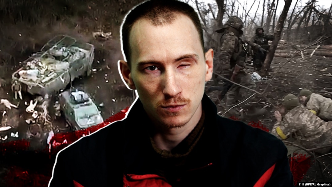 Photo collage of accused Russian soldier Dmitry Kurashov and some photos of the executions of Ukrainian prisoners of war.