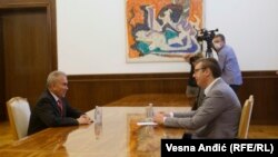 Ambasador Palestine u Srbiji Mohamed (Mohammed) Nabhan na sastanku sa predsednikom Srbije Aleksandrom Vučićem u Beogradu, 15. septembra 2020. 