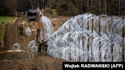 Poljska vojska postavlja žicu na granici sa Kaljiningradom, novembar 2023.