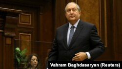 ARMENIA - Armen Sarkissian, who was elected by Armenia's parliament as the country's new president, attends a parliamentary session in Yerevan, Armenia March 2, 2018.