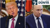 Birleşdirilen suratda ABŞ-nyň prezidenti Donald Tramp (çepde) we Russiýanyň prezidenti Wladimir Putin (sagda).