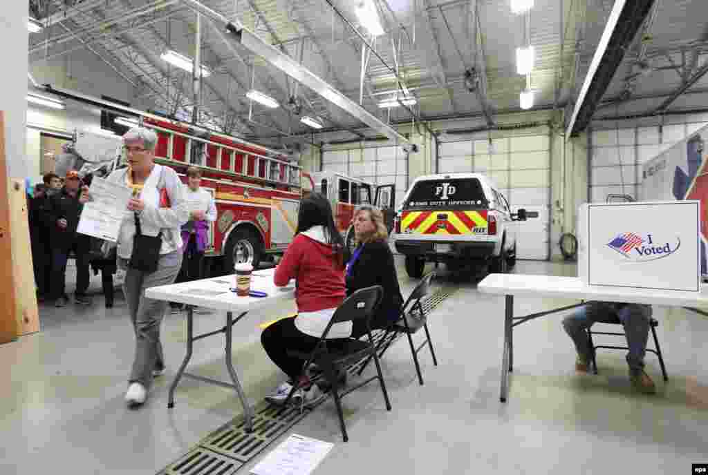 Voting underway at a fire station in Indianapolis, Indiana.