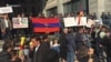 Protesters in front of government offices in Yerevan, November 11, 2019