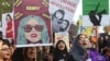 Pakistani activists at a rally for women's rights on International Women's Day in Lahore on March 8.