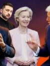 Коллаж: Фон дер Ляйен, Макрон, Зеленский, Трамп