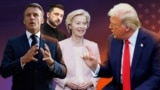 Коллаж: Фон дер Ляйен, Макрон, Зеленский, Трамп