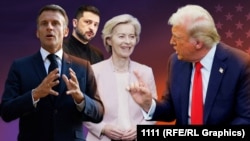Коллаж: Фон дер Ляйен, Макрон, Зеленский, Трамп
