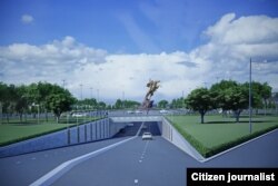 Урганчдаги Мангуберди ҳайкали туннел кўприги устига 25 метр баландликда қурилади
