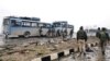 The wreckage of a bus after an attack that killed more than 40 Indian soldiers on February 14.