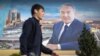 Молодой человек идёт мимо билборда с призывом голосовать за Нурсултана Назарбаева на досрочных выборах президента. Алматы, 21 апреля 2015 года. 