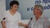 Представитель движения «За справедливость» Ильшат Кензин (справа) и общественный деятель Руфина Галимзянова. Алматы, 2 июня 2015 года.