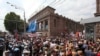 Armenia - Supporters of businessman Samvel Aleksanian demonstrate outside Yerevan's central covered market owned by him, 2Sep2013.