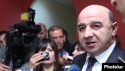 Armenia -- Minister Armen Movsisian with journalists, undated. 